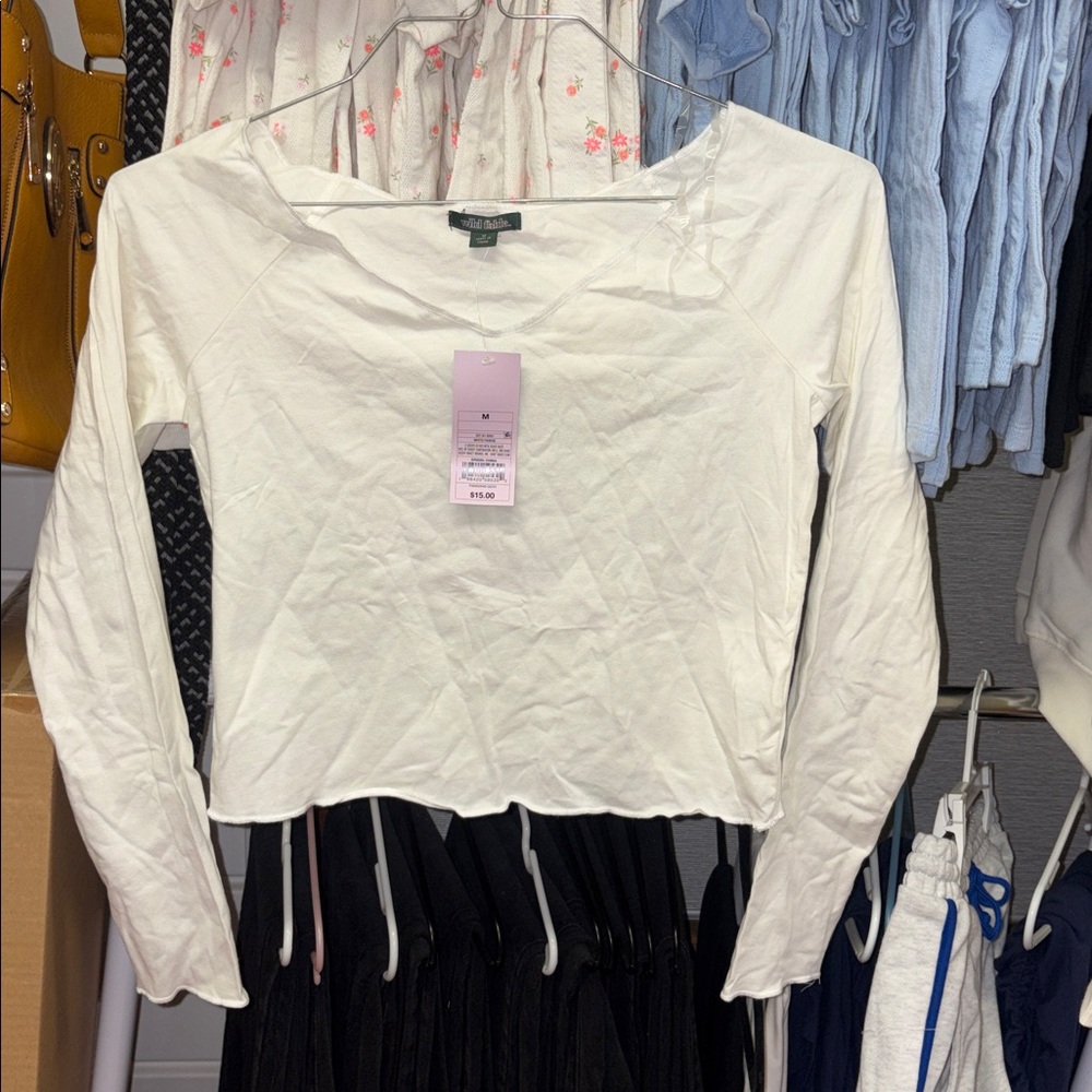 wild fable White Long Sleeve Button Down Shirt